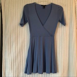 blue wrap dress